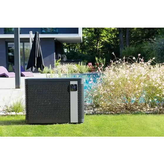 Svart texturerad poolvärmepump Zodiac Z250iQ MD5 13kW med silver panel