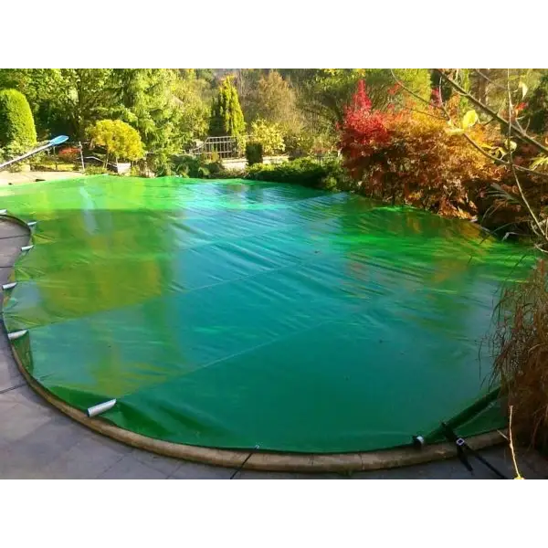Grön pooltäckning Blå inkl handenhet för pool
