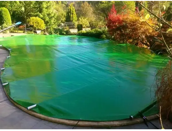 Grön pooltäckning Blå inkl handenhet för pool