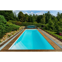 Rektangulär pool med klart blått vatten i Thermopp Poolpaket Qbig