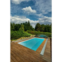 Rektangulär Thermopp poolpaket Qbig med klart blått vatten och glastak