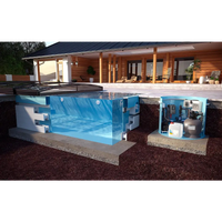 Blå och vit underjordisk poolfiltrering med Thermopp Poolpaket Qbig-komponenter