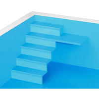 Blå pooltrappa i Thermopp poolpaket Qbig med slät, glansig yta