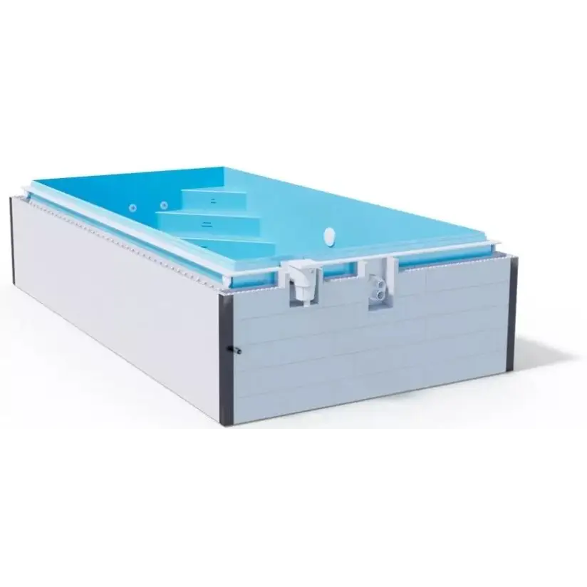 ThermoPP Poolpaket QBig 3×7 rektangulär uppblåsbar jacuzzi med blå interiör